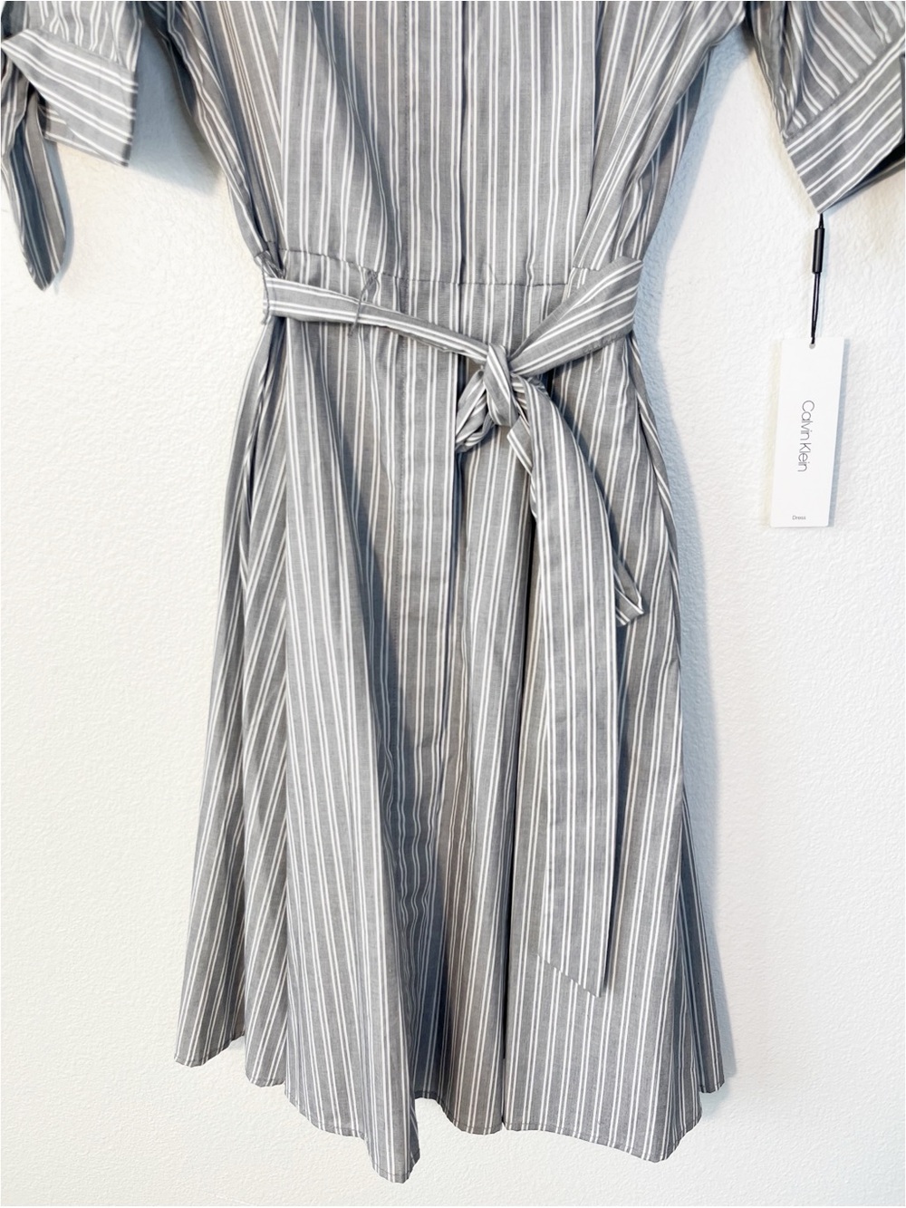 Calvin Klein Button Front Short Sleeve Bow Shirt Dress Size 8 NEW - Picture 8 of 9